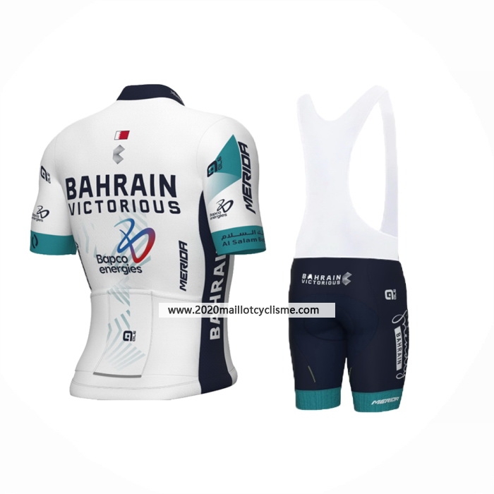 2024 Maillot Cyclisme Bahrain Victorious Blanc Manches Courtes Et Cuissard
